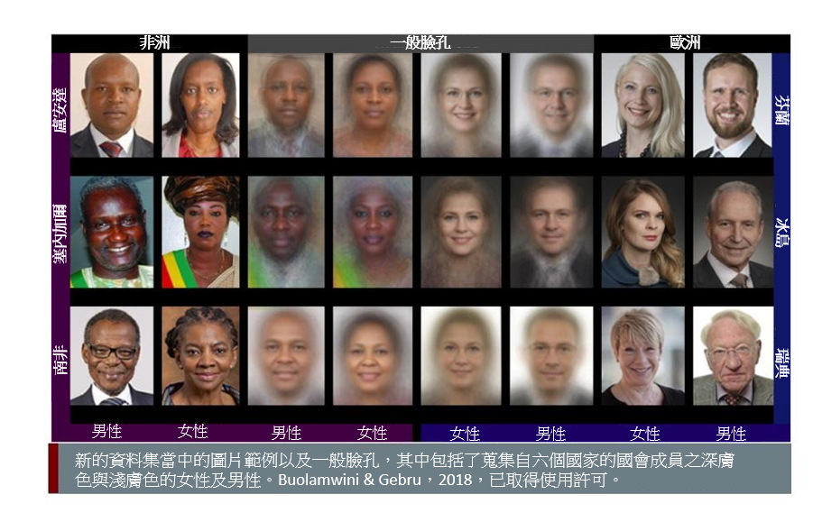 image of women and men with darker and lighter skin, Buolanwini with permission