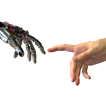 robot and human hand